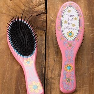 Hand painted wood hair brush